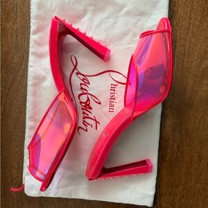 Christian Louboutin Neon Pink Stiletto Heels with studs
